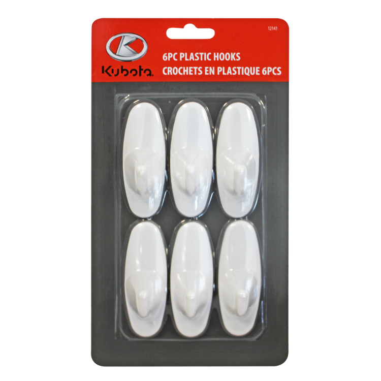 12141 - 6PC PLASTIC HOOKS / CROCHETS EN PLASTIQUE 6PCS - Lots of 12/Caisse de 12