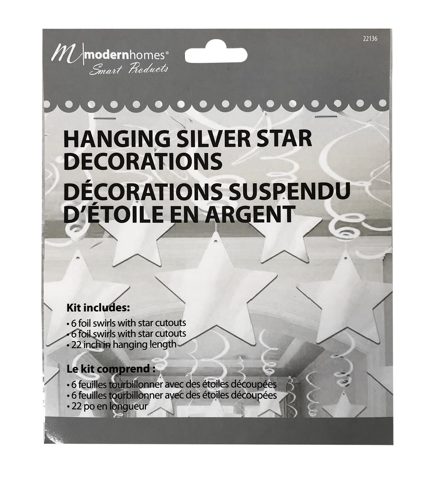 22136- 5 Pack Dangling Stars Decor