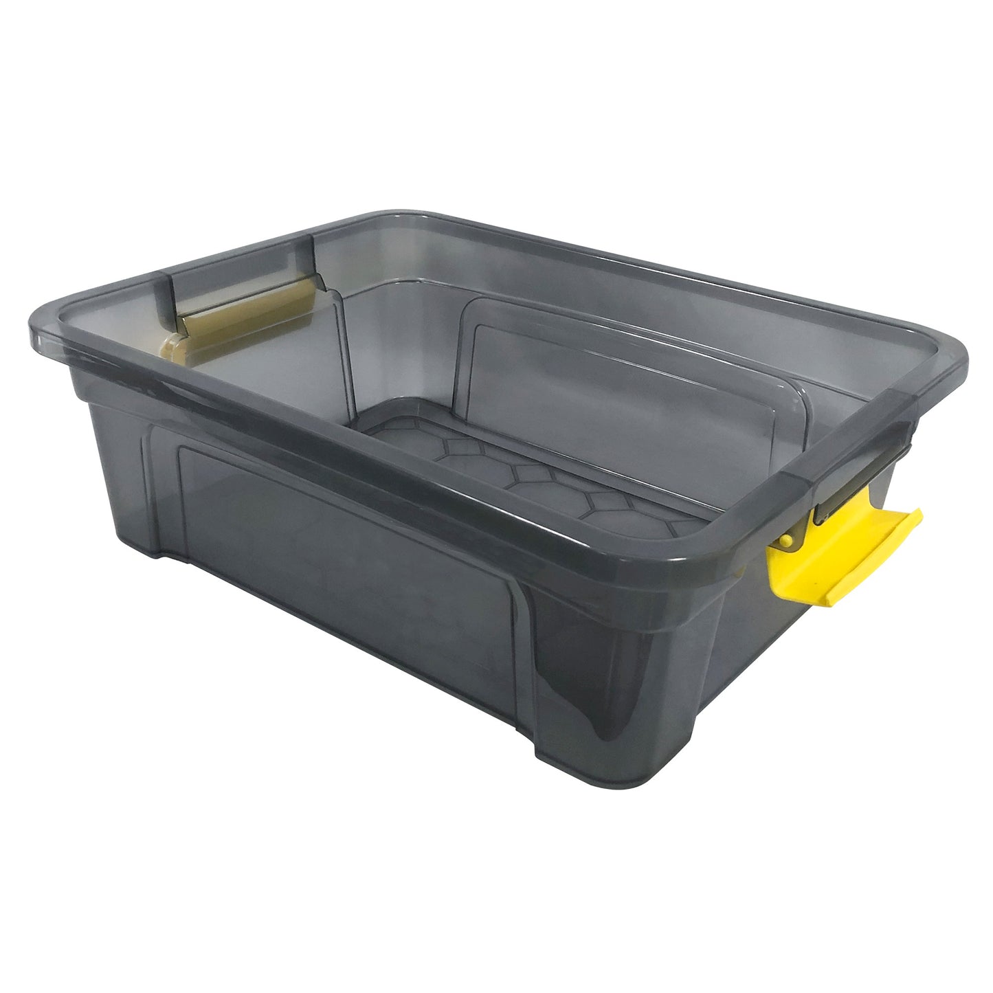 22141 - Modern Homes 12.5L Translucent Grey Storage Box with Yellow Handles