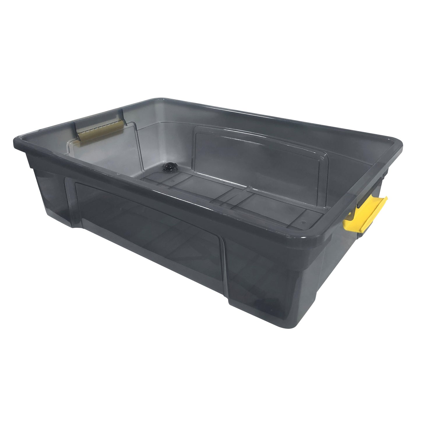 22143 - Modern Homes 28L Translucent Grey Storage Box with Yellow Handles