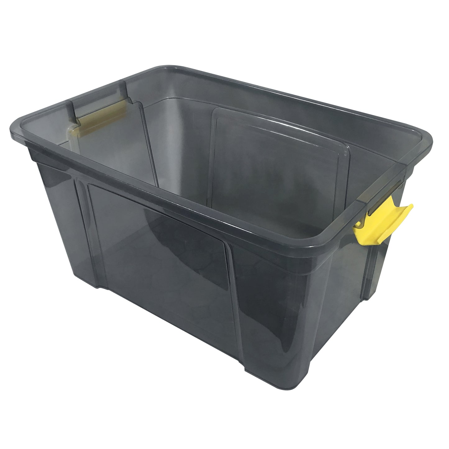 22145 - Modern Homes 36L Translucent Grey Storage Box with Yellow Handles