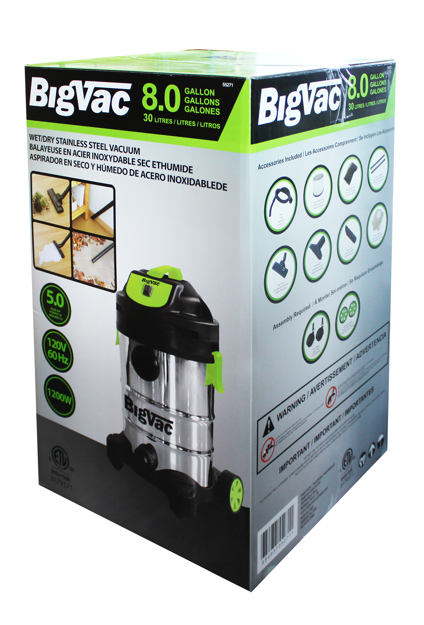 55035 - Big Vac 8 Gallon Stainless Steel Vacuum