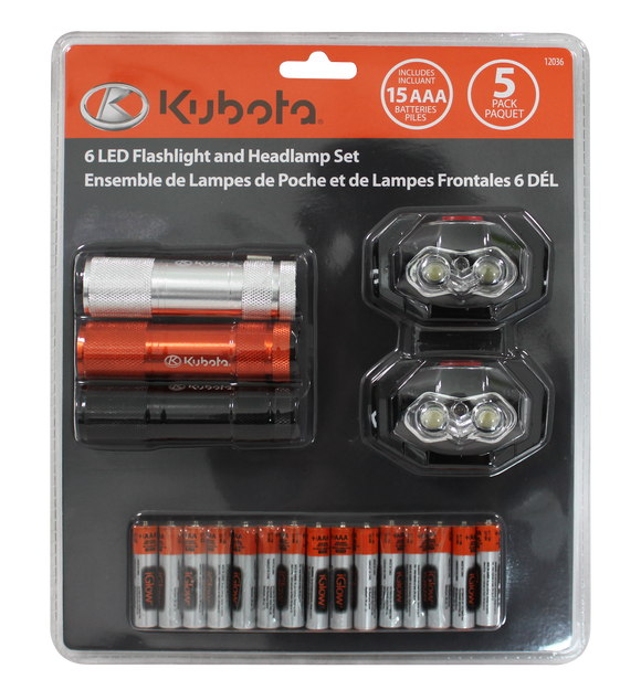 12036 - 6 LED Flashlight & Headlamp Set/Ensamble de Lampes de Poche et de Lampes Frontales 6 DEL - Lots of 6/Caisse de 6