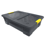 22143 - Modern Homes 28L Translucent Grey Storage Box with Yellow Handles