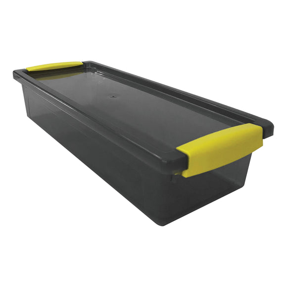 22147 - Modern Homes Small Translucent Grey Storage Box with Yellow Handles
