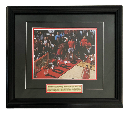 68-297- Kawhi Leonard 8x10 and Plate Framed Raptors Game 7 Basket Crouched