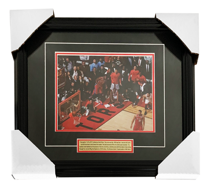 68-297- Kawhi Leonard 8x10 and Plate Framed Raptors Game 7 Basket Crouched