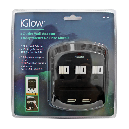 99223 - IGLOW - 3 Outlet Wall adapter
