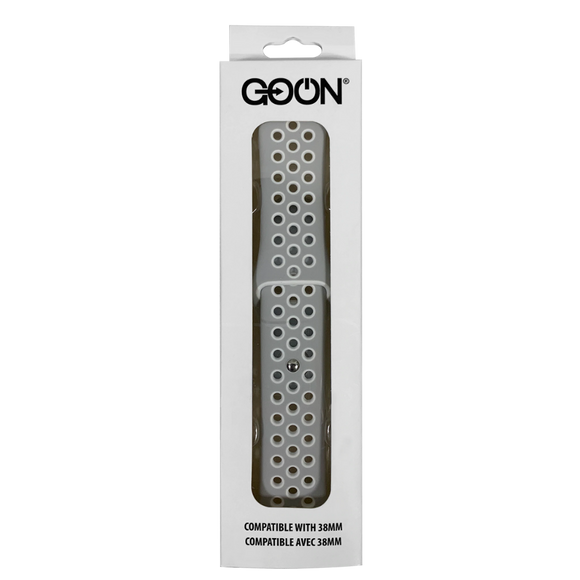 99281- Silver/White Dots 38 MM Silicone Sports Band